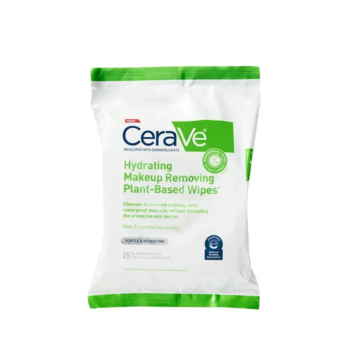 Cerave Hydrating Makeup Removing Plant-Based Wipes (25 Towelettes)